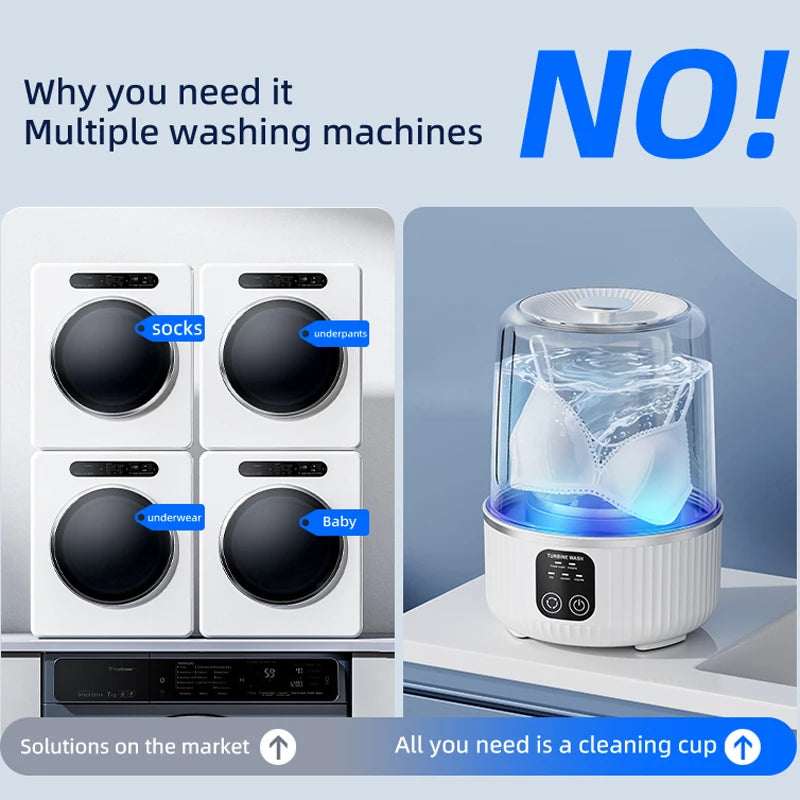 Mini Portable Wireless Washing Machine for Cup Underwear Socks Household Travel Underwear Special Charging Washing Machine