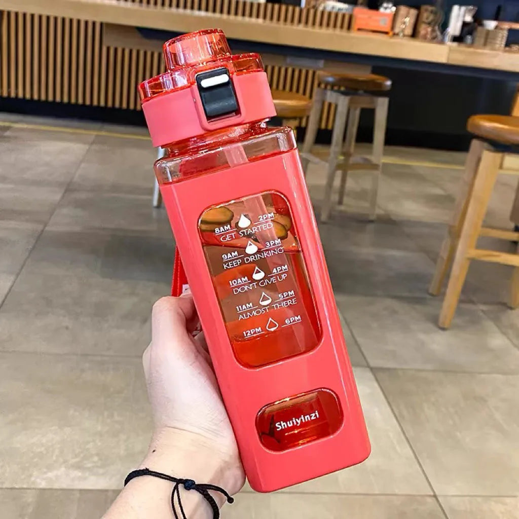 700/900ML Leakproof Plastic Sport Bottle Reminder Times Portable Sippy Cup for Outdoor Sports BAP Free Leak-proof Fitness Jug