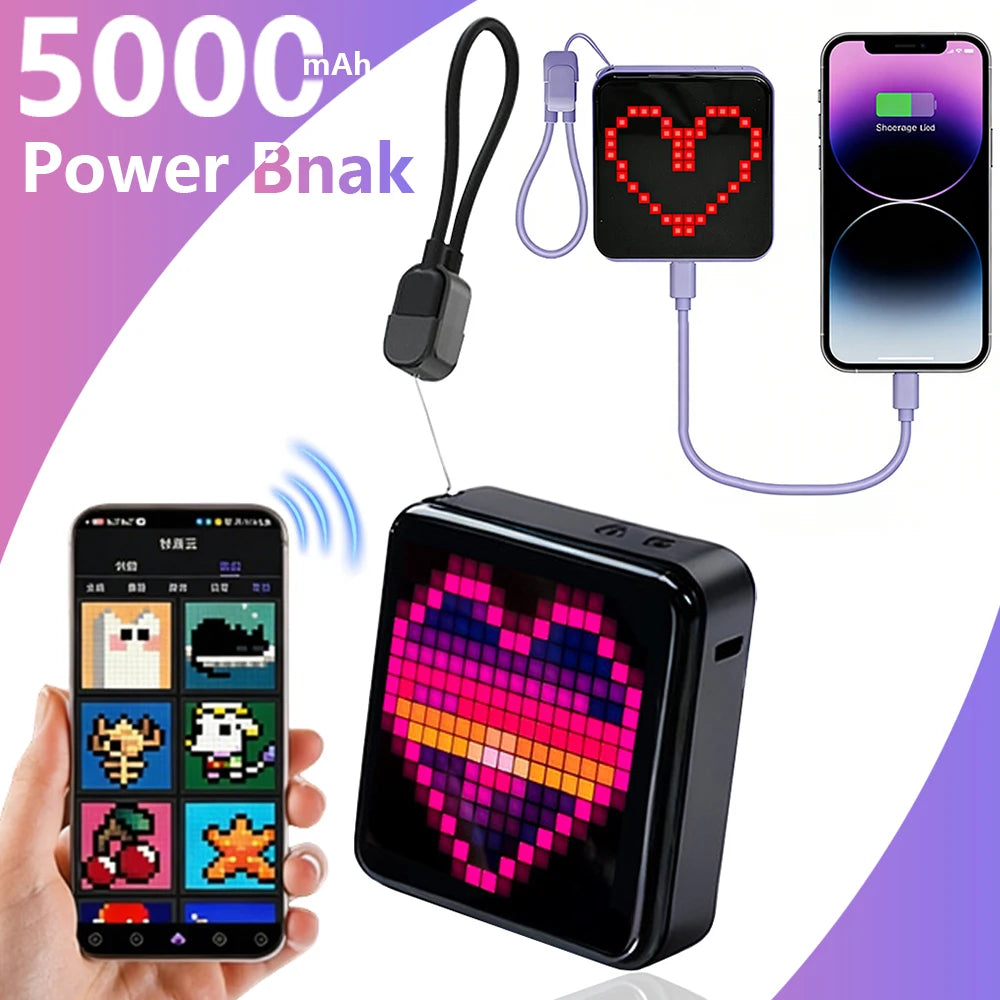 Chromacart PixelCharge LED Display Power Bank (5000mAh, App-Controlled)