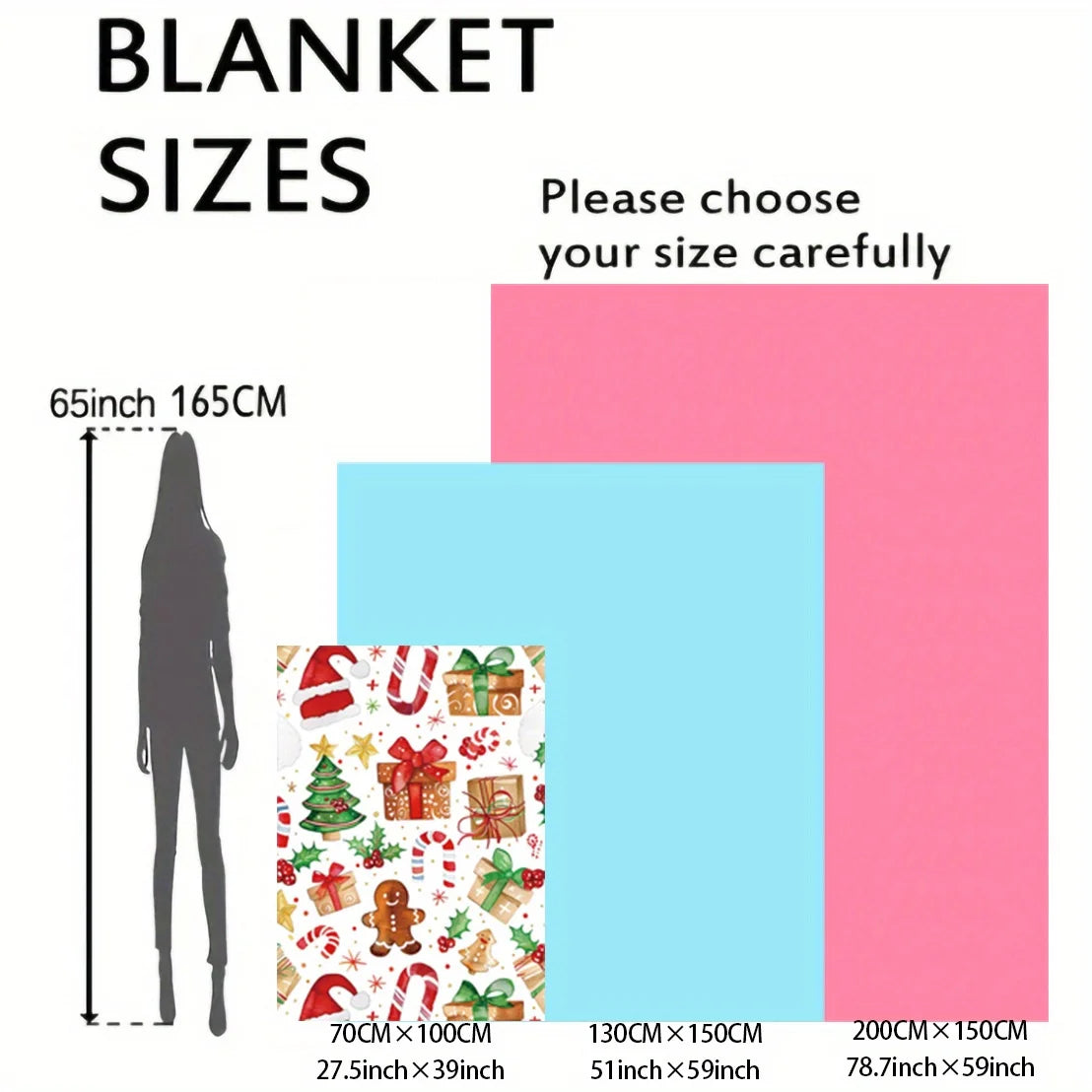 Christmas Themed Knitted Flannel Throw Blanket - 100% Polyester Soft and Comfortable Quilted Bedding, Sofa, Office, Gift