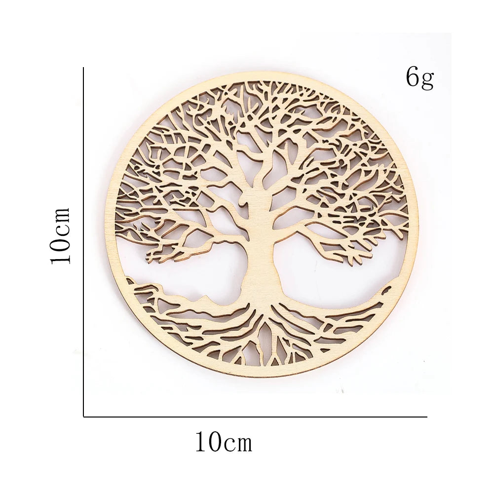 10cm Tree of Life Wooden Wall Art Round Hollow Decor Hanging Ornament Yoga Meditation Sacred Craft Home Decor Spiritual Coaster