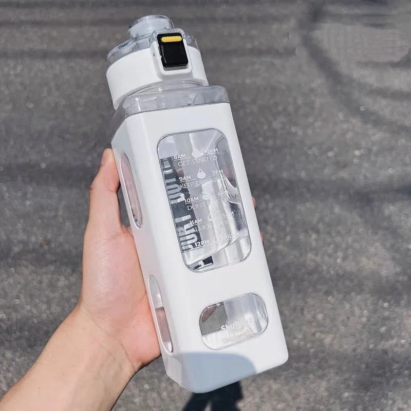 700/900ML Leakproof Plastic Sport Bottle Reminder Times Portable Sippy Cup for Outdoor Sports BAP Free Leak-proof Fitness Jug