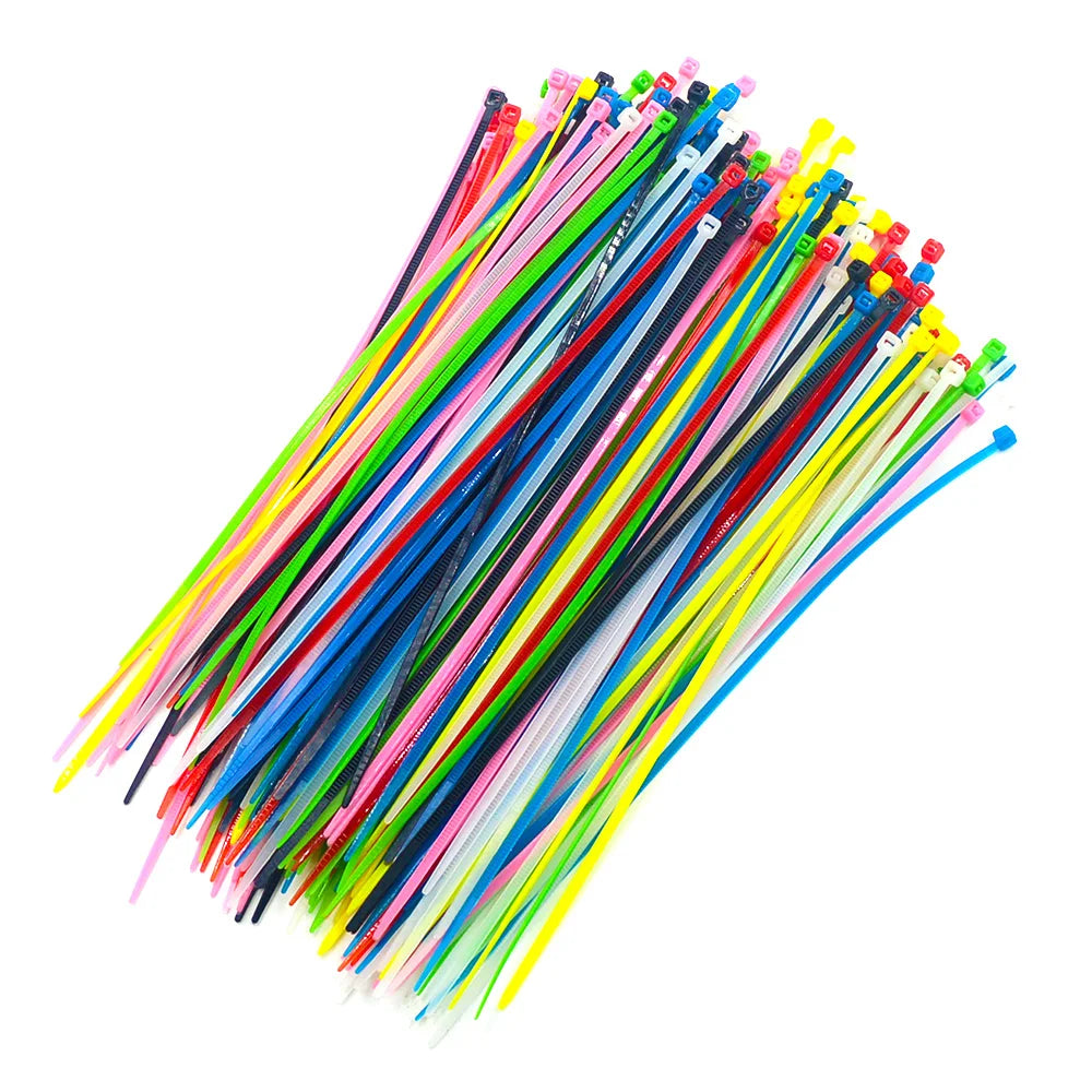 100pcs/bag cable tie Self-locking plastic nylon tie White Black  Colorful Organiser Fasten Cable Wire Cable Zip Ties