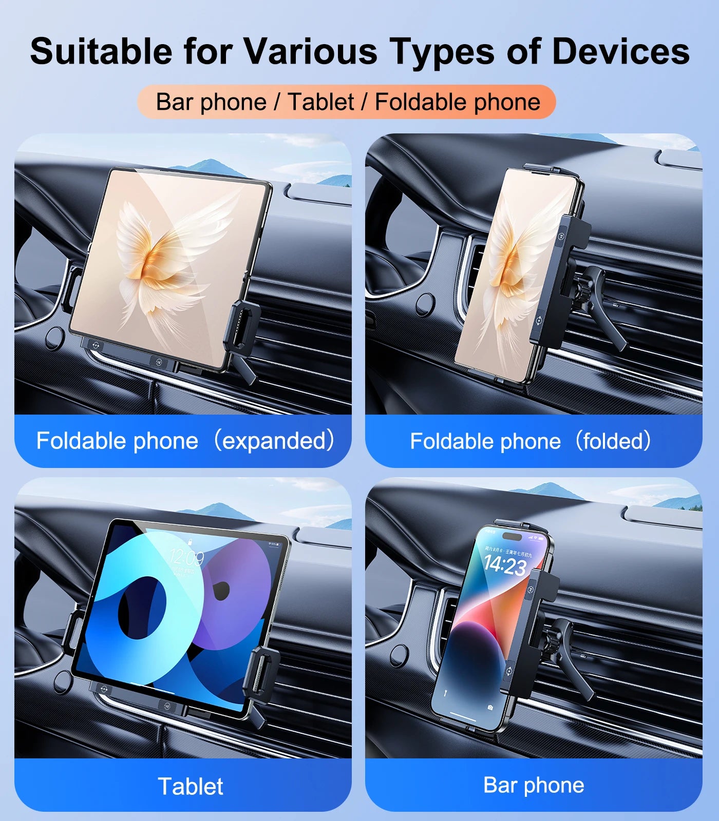 Chromacart Hipacool Wireless Charger 15W Fold Screen Phone Stand Fast Charging Car Air Vent Phone Holder for Samsung Fold 7 6 iPhone 17 16™