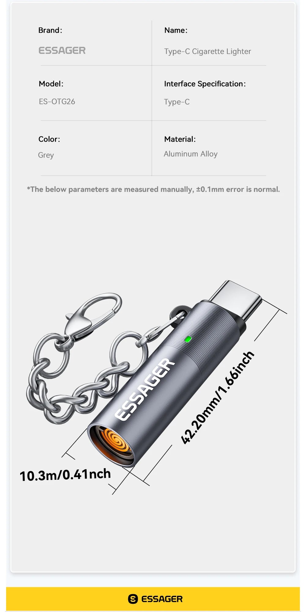 Chromacart Essager TypeC Mini Cigarette Lighter Tungsten Wire Blowing Safety and Energy Saving Without Charging Can Be Carried On The Plane™