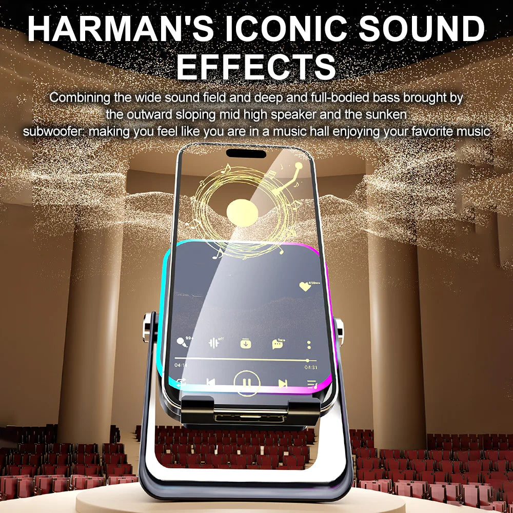 Chromacart Premium Auto induction Speaker Wireless Bluetooth Speaker Dual Mode RGB Ambient Light Portable Wireless Loudspeaker with Phone Stand