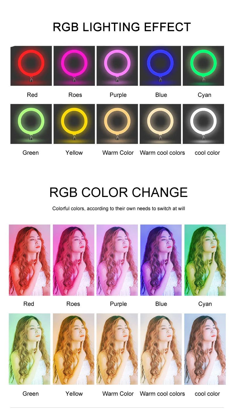 Chromacart RGB Ring Light Lamp Ring Round With Remote Control For Smartphone Mobile Led Video Light Ring Make Youtube Photographic Lighting™