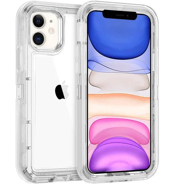Chromacart 3IN1 Hybrid Heavy Duty Armor Full Body Transparent Case for IPhone 17 16 15 14 13 12 11 Pro Max Ott Case Box Shockproof Cover™
