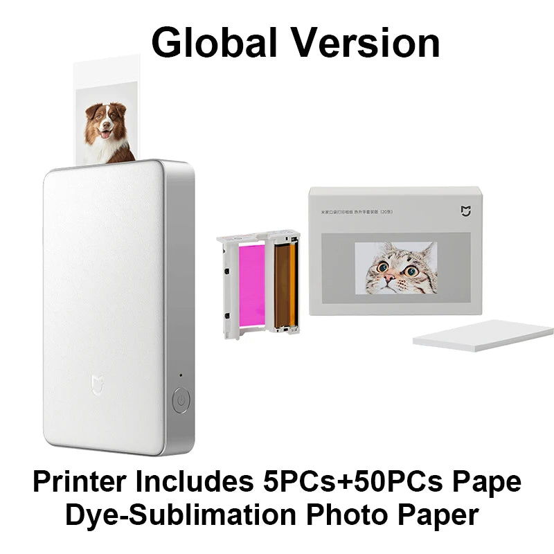 Xiaomi Portable Photo Printer pro - 313dpi Dye-Sublimation Instant Photo Printer Bluetooth Type-C Pocket-Sized