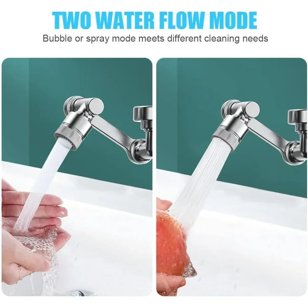 1080° Rotating 2-mode Faucet Nozzle Faucet Stainless Steel Arm Extension Faucet for 22/24MM Threaded Faucets