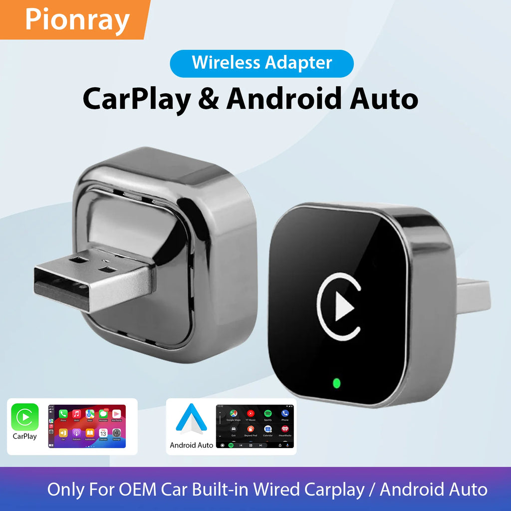Chromacart 2026 Pionray 2 in 1 Wireless CarPlay Adapter&Android Auto Wireless Adapter, 5Ghz WiFi Type-C/USB Plug Play CarPlay Wireless™