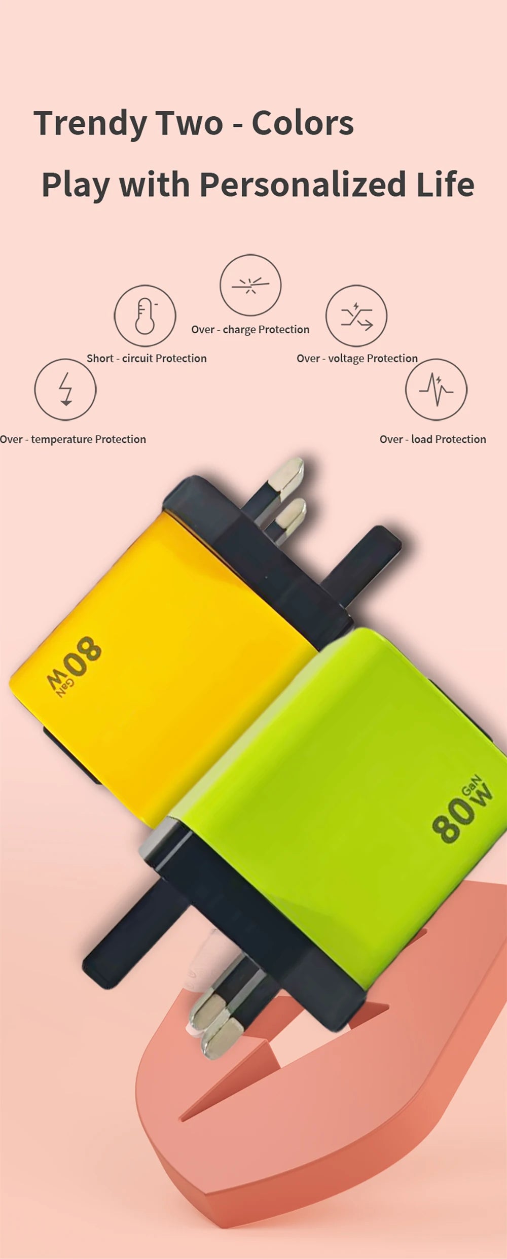 Chromacart Elough 80W Gallium Nitride Charger Scalable Data Cable for Iphone Huawei A+C Full Protocol Multi Port Charging Head™