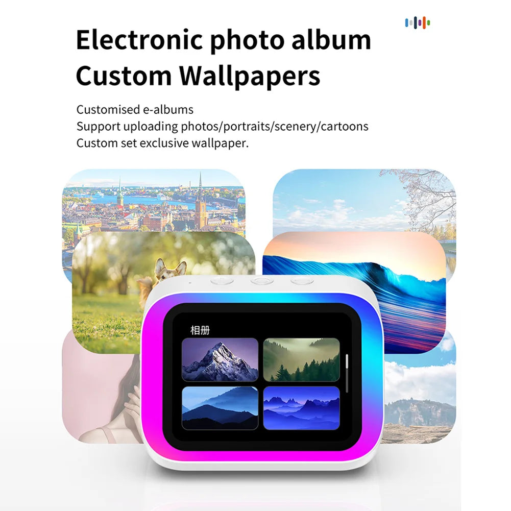 Chromacart Premium Smart Speaker Voice Assistant Portable BT Speaker Alarm Clock with RGB Lights for Bedroom Living Room