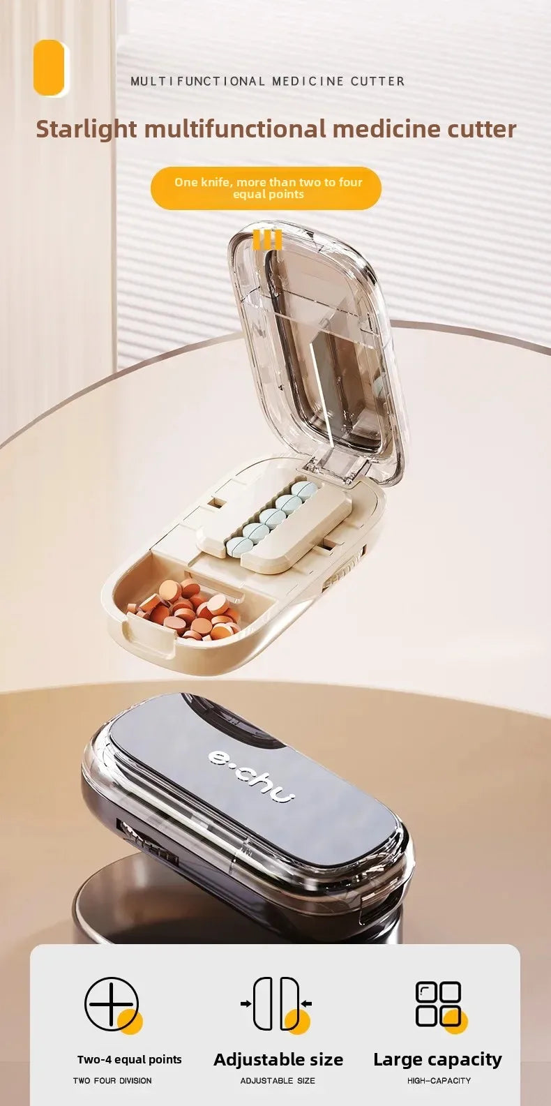 New Quartering Pill Cutter Storage Box Portable Drug Tablet Medicine Dustproof Divider Organizer Crusher Pill Cutter