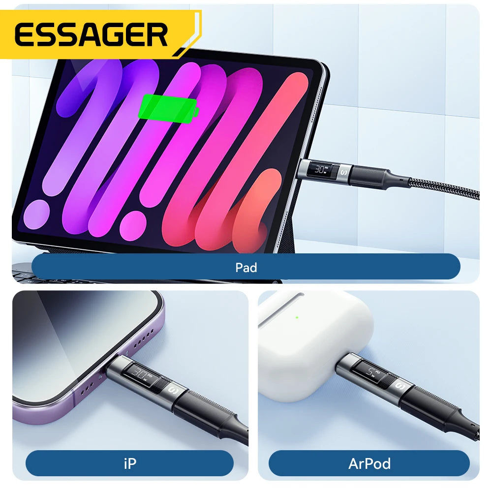 Chromacart Essager Type C to Lighting OTG Adapter Digital Display Fast Charging Type-C Female To Lightning Male Connector For iPhone 15 14™