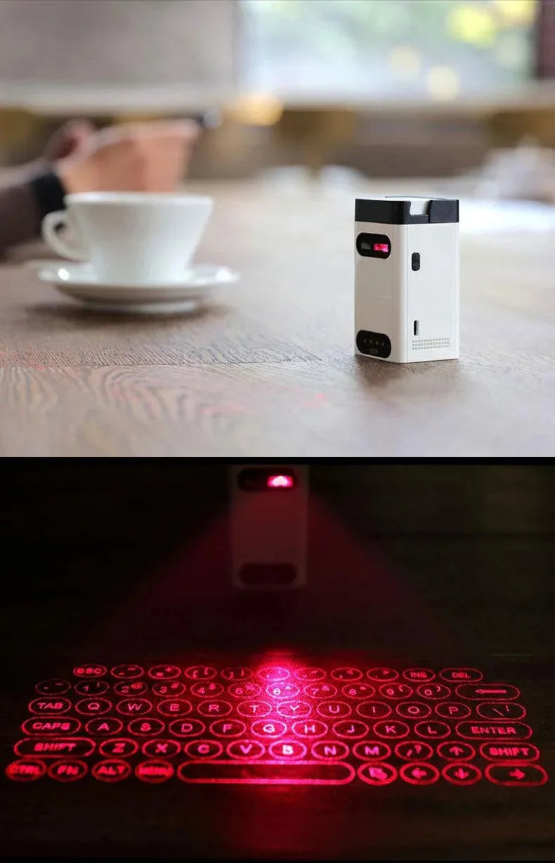 Chromacart Premium Bluetooth Wireless Laser Projection Virtual Keyboard As Phone Holder Can Power Phone Touch Air Typing Keyboard For Android IOS