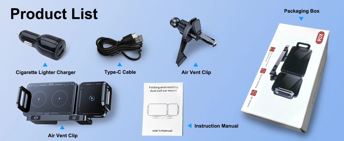 Chromacart Hipacool Wireless Charger 15W Fold Screen Phone Stand Fast Charging Car Air Vent Phone Holder for Samsung Fold 7 6 iPhone 17 16™