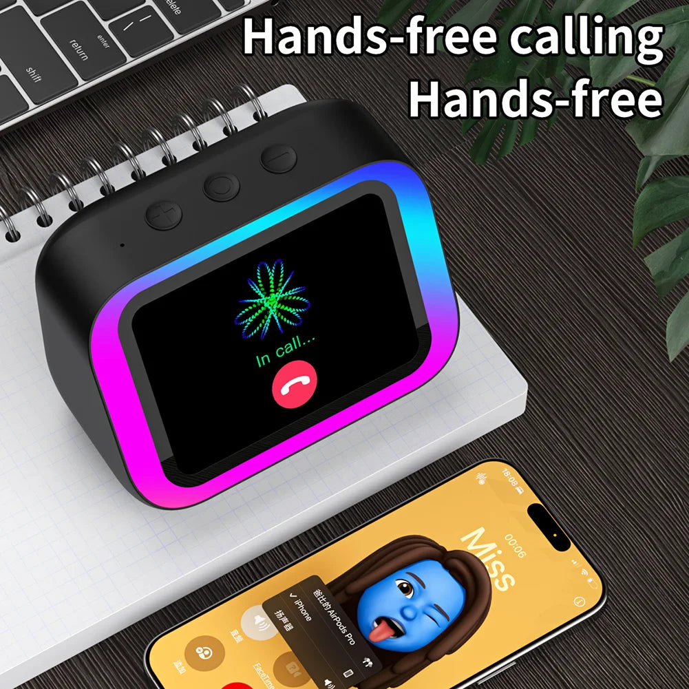 Chromacart Premium Smart Speaker Voice Assistant Portable BT Speaker Alarm Clock with RGB Lights for Bedroom Living Room