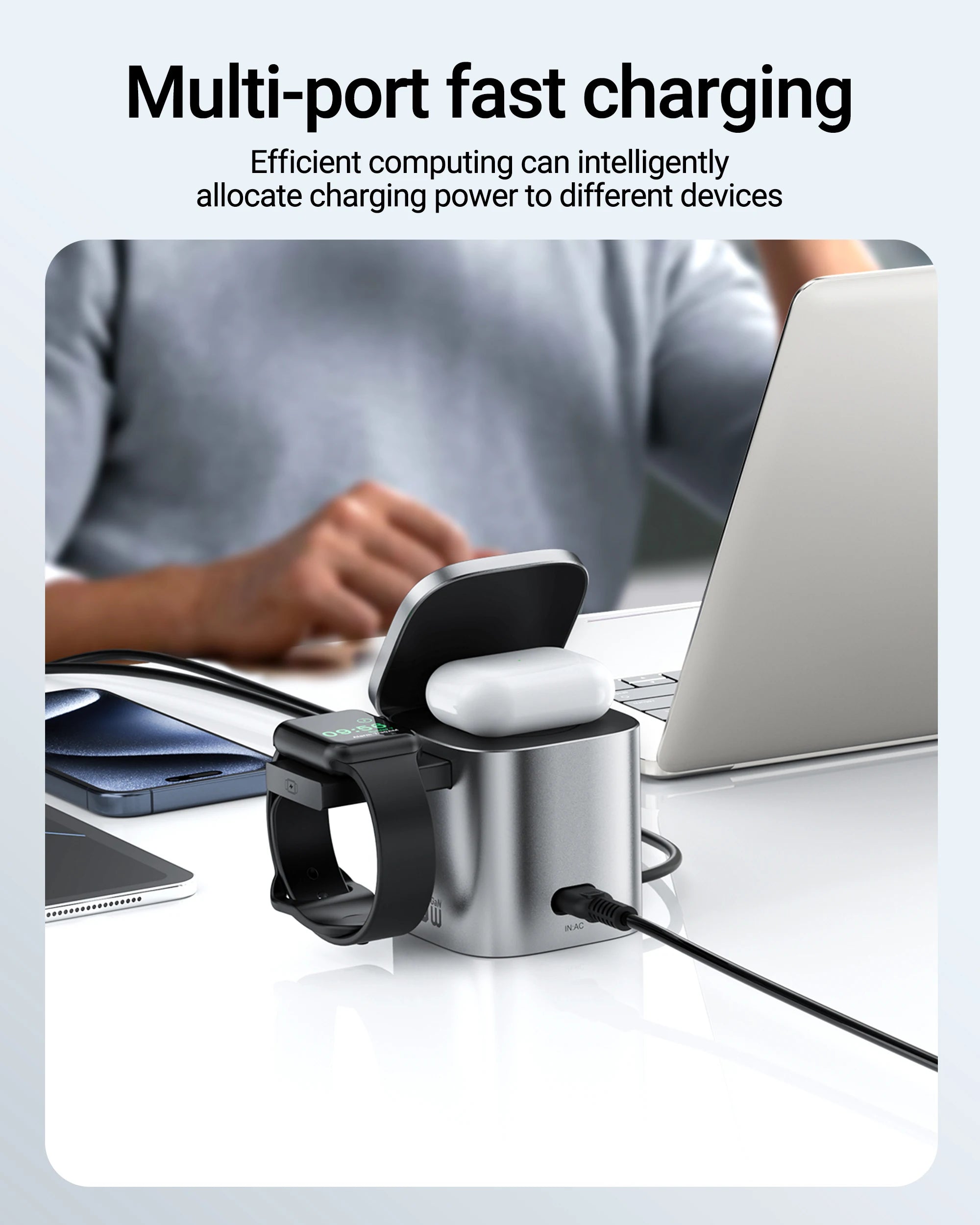 Chromacart ACEFAST 6 in 1 Multifunction 15W Magnetic Wireless Charging Station For iPhone 16 15 GaN PD65W Charging Cube USB C Fast Charging™