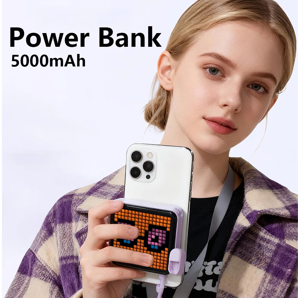 Chromacart PixelCharge LED Display Power Bank (5000mAh, App-Controlled)