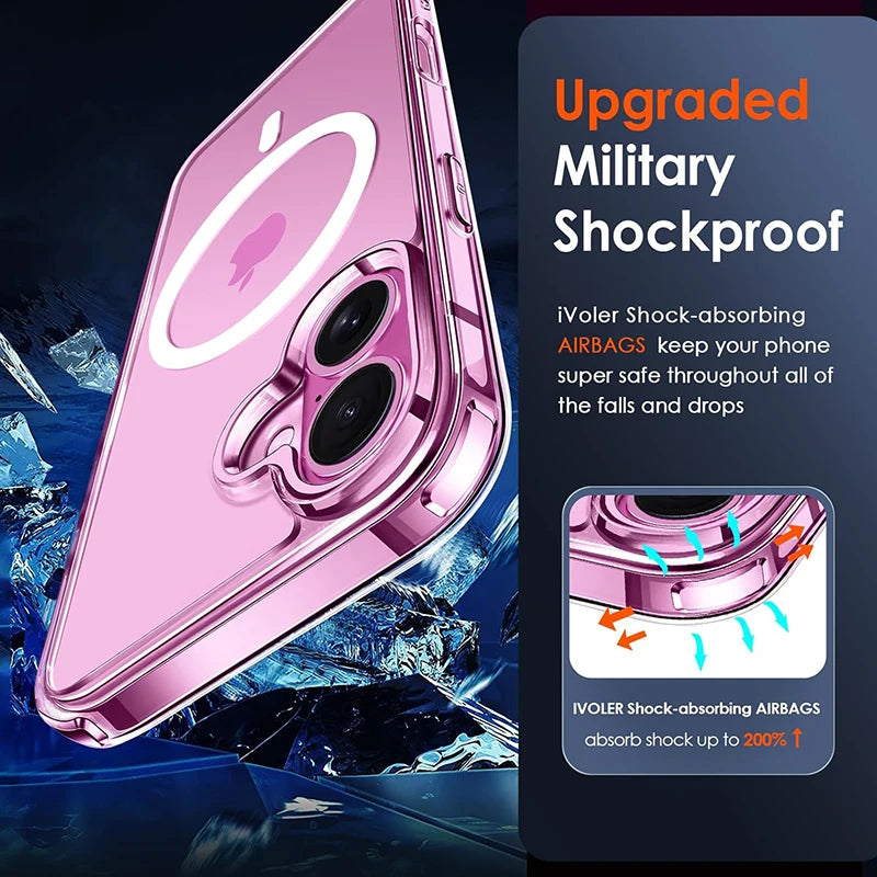 Chromacart Luxury Magnetic Wireless Charge For Magsafe Case for iPhone 17 16 15 14 13 12 11 Pro Max Plus Mini Back Cover Transparent Case™