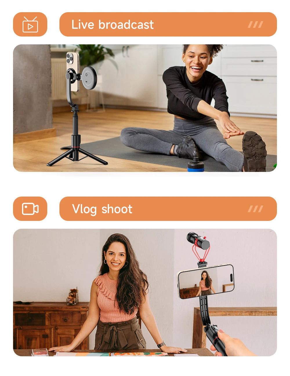 Chromacart KEELEAD Magnetic Selfie Stick with Bluetooth Remote Magsafe Cellphone Tripod Stand for iPhone 14 13 12 Pro Max Vertical Shooting™