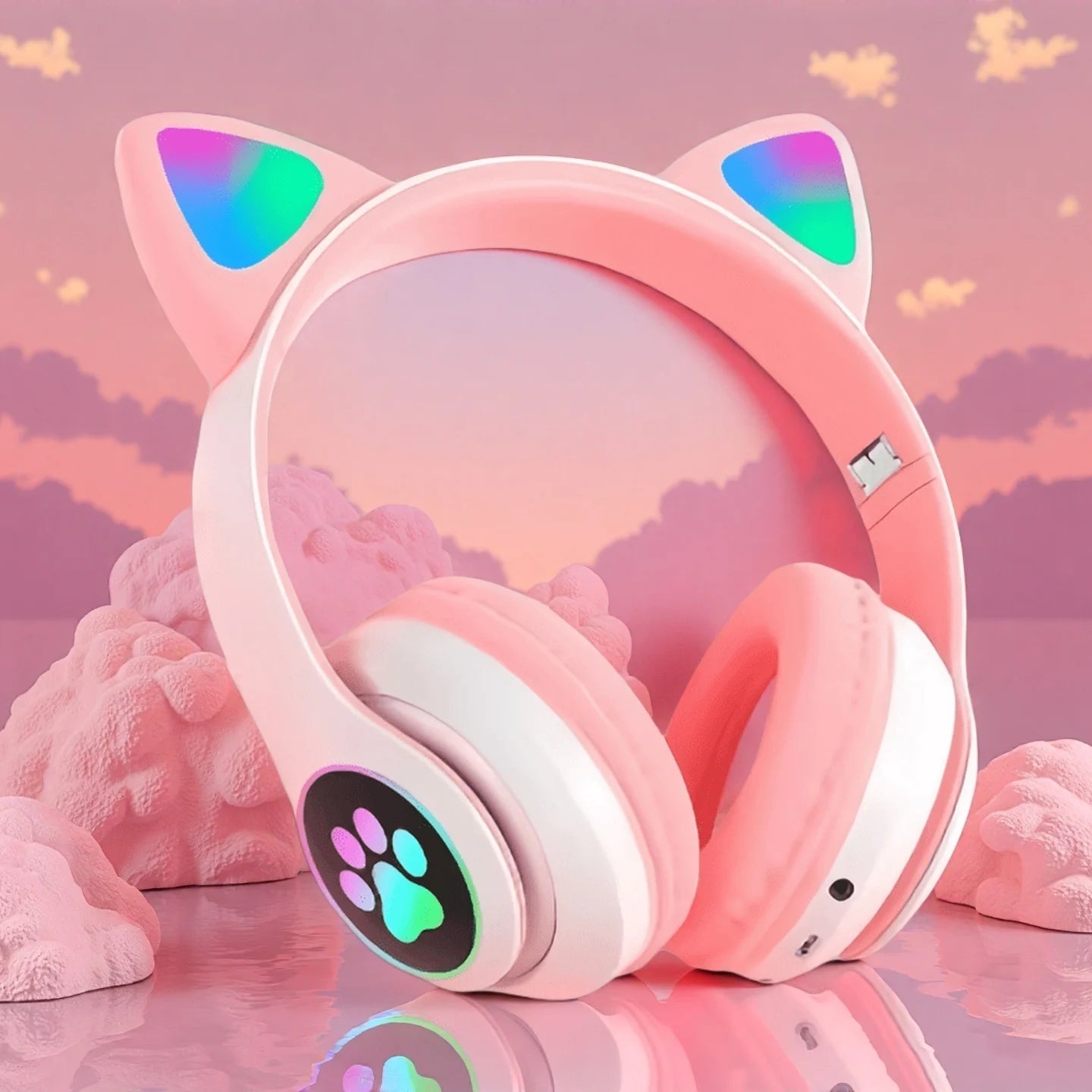 Chromacart KittyGlow™ LED Wireless Headphones for Kids