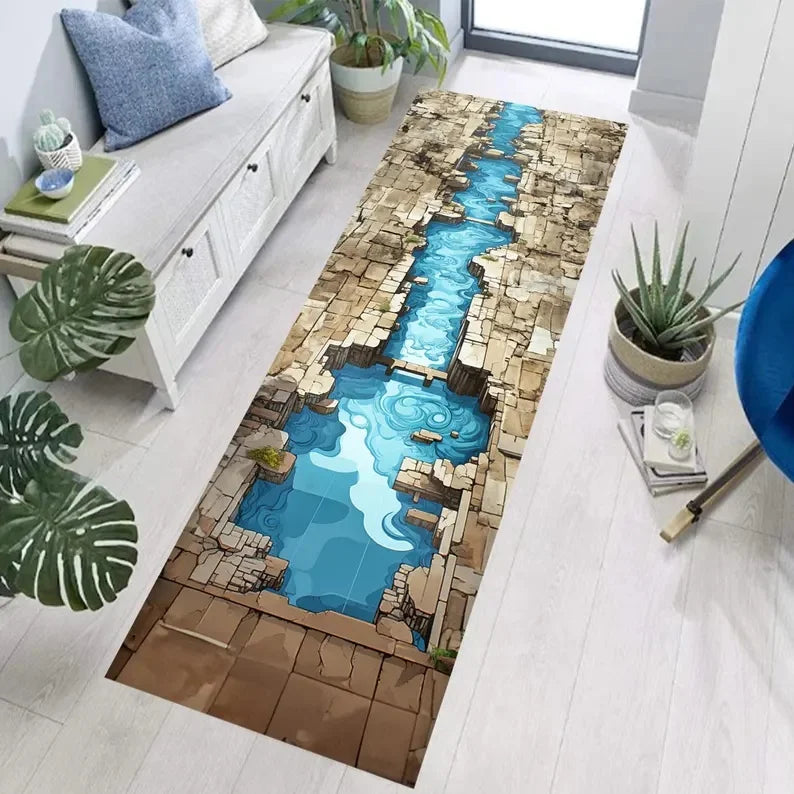 Glacier Runner Rug Visual 3D Hole Crack Luminous Carpet Porch Entrance Carpet Home Corridor Home Decoration