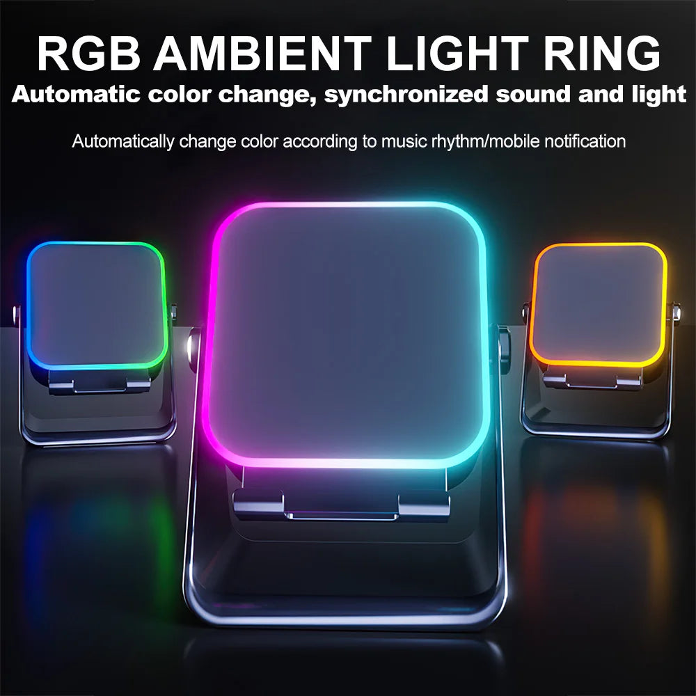 Chromacart Premium Auto induction Speaker Wireless Bluetooth Speaker Dual Mode RGB Ambient Light Portable Wireless Loudspeaker with Phone Stand