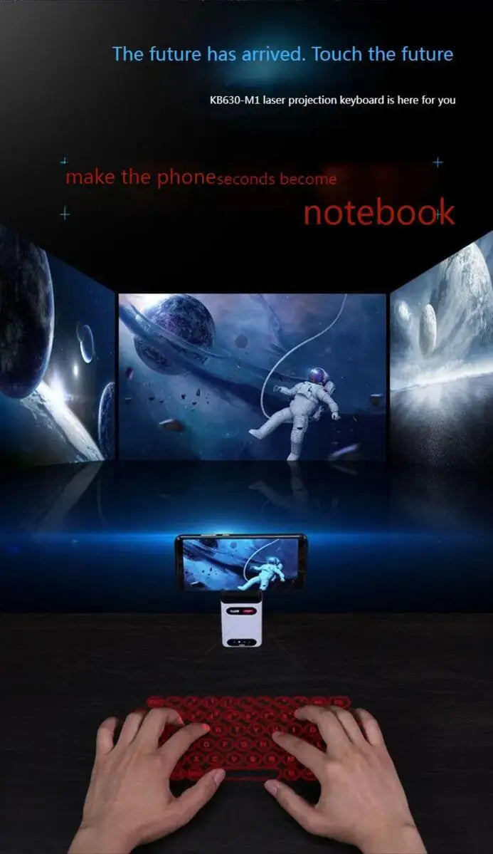 Chromacart Premium Bluetooth Wireless Laser Projection Virtual Keyboard As Phone Holder Can Power Phone Touch Air Typing Keyboard For Android IOS