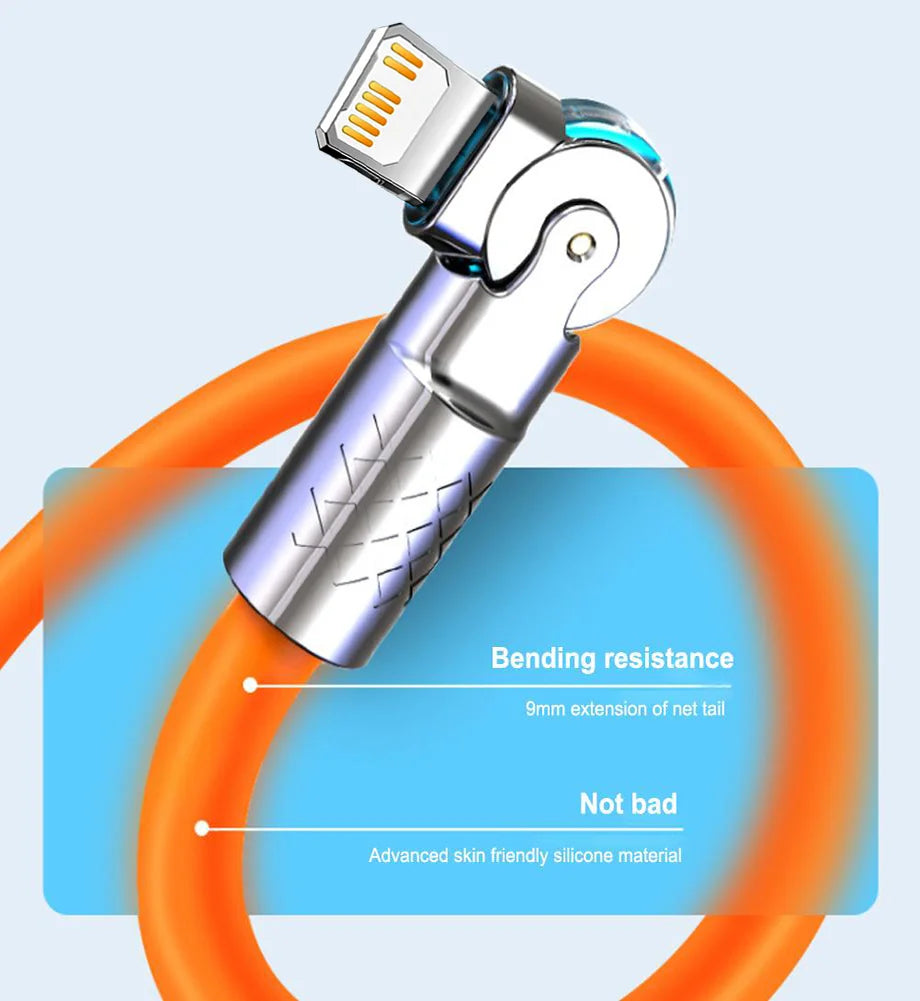 Chromacart Premium 120W 6A Silicone USB Charger Date Cable For iPhone 14 13 12 11 Pro Max Mini 180 Rotating Ultra Fast Charging Lightning Wire Cord