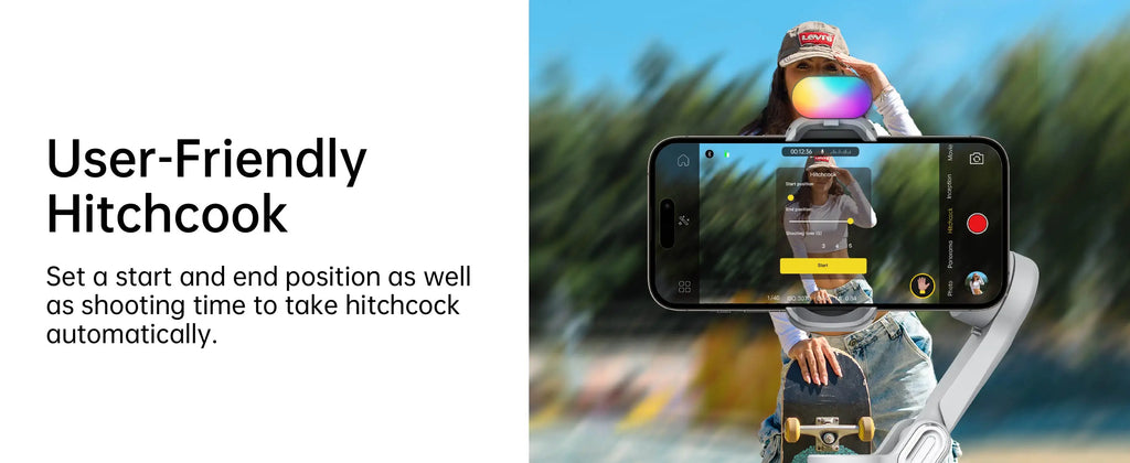 Chromacart Premium AOCHUAN Smart XPro 3 Axis Smartphone Gimbal Stabilizer For iphone And android Phone Stable shooting with RGB video fill light