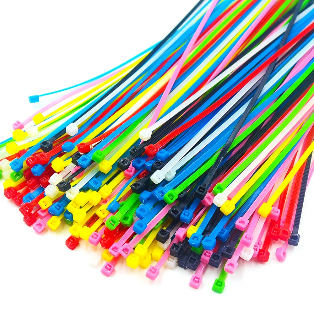 100pcs/bag cable tie Self-locking plastic nylon tie White Black  Colorful Organiser Fasten Cable Wire Cable Zip Ties